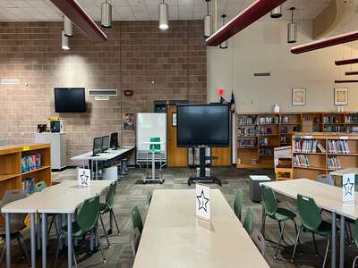 Raul Quintanilla Sr Middle School STEAM Academy Library in Dallas