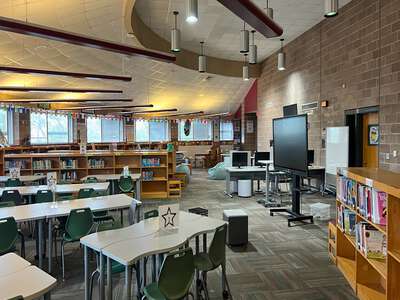 Raul Quintanilla Sr Middle School STEAM Academy Library in Dallas