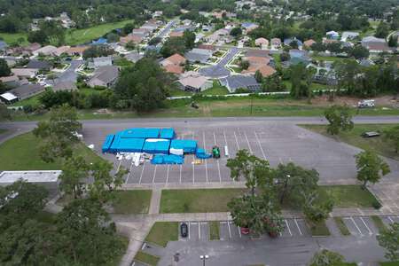 River Ridge High School Parking Lot - Bus in New Port Richey
