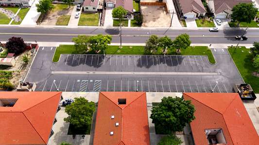 Blaker Kinser Junior High School Parking Lot - Side, Long in Ceres