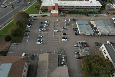 Eugene Brucker Education Center. Main Parking Lot in San Diego