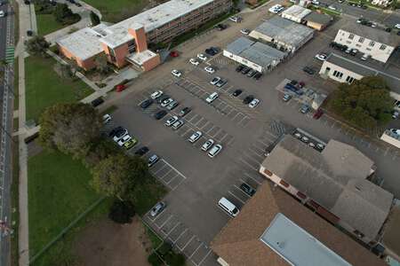 Eugene Brucker Education Center. Main Parking Lot in San Diego
