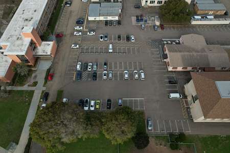 Eugene Brucker Education Center. Main Parking Lot in San Diego
