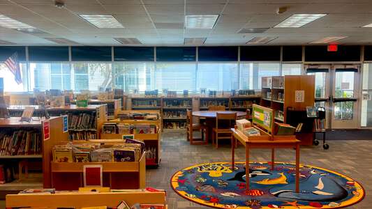 The Alva School Library in Alva