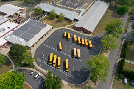 Four Oaks Elementary School Parking Lot - Bus in Four Oaks